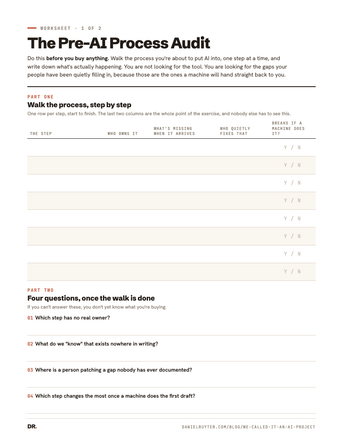 Preview of the Pre-AI Process Audit worksheet